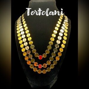 Tortolani Gold and Silver Disc Multi strand Necklace